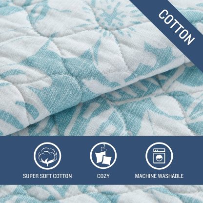 Blue and white yarn-dyed jacquard bed cover three-piece set - Image 7