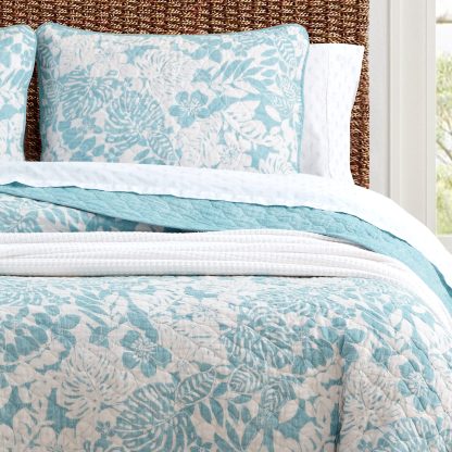 Blue and white yarn-dyed jacquard bed cover three-piece set - Image 5