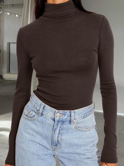 Women's Black Turtleneck Long Sleeve Bodysuit - Image 7