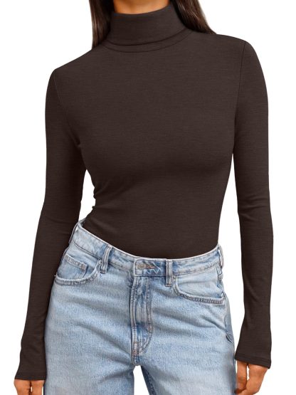 Women's Black Turtleneck Long Sleeve Bodysuit - Image 6