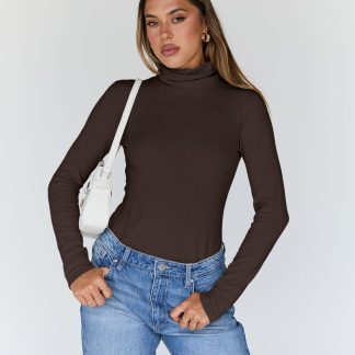 Women's Black Turtleneck Long Sleeve Bodysuit