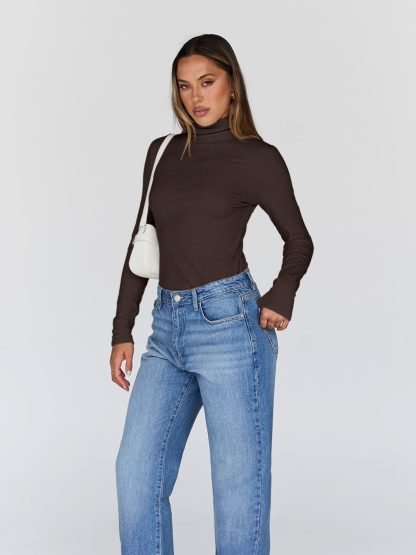 Women's Black Turtleneck Long Sleeve Bodysuit - Image 4