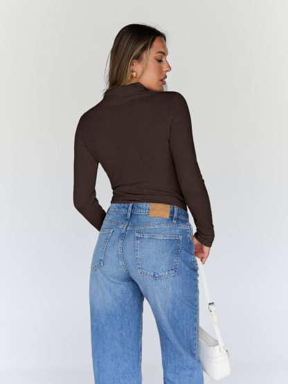 Women's Black Turtleneck Long Sleeve Bodysuit - Image 3