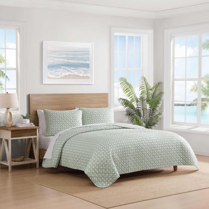 Light green diamond pattern three-piece bed cover set - Image 8