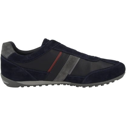Men's Navy Suede and Mesh Stripe Sneakers - Image 4