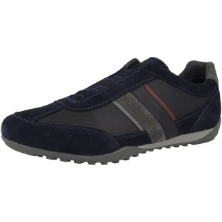 Men's Navy Suede and Mesh Stripe Sneakers