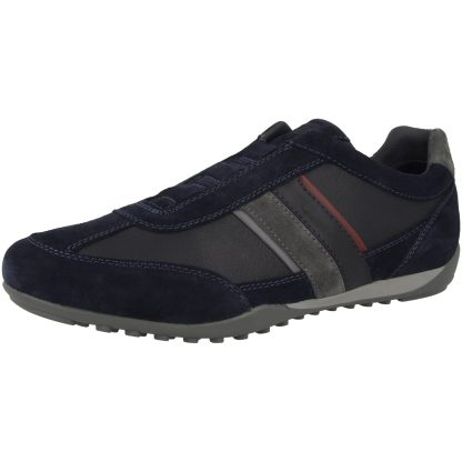 Men's Navy Suede and Mesh Stripe Sneakers