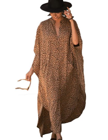 Leopard print loose robe dress - Image 6