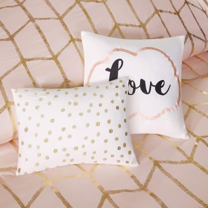 Blush and gold geometric bedding - Image 4