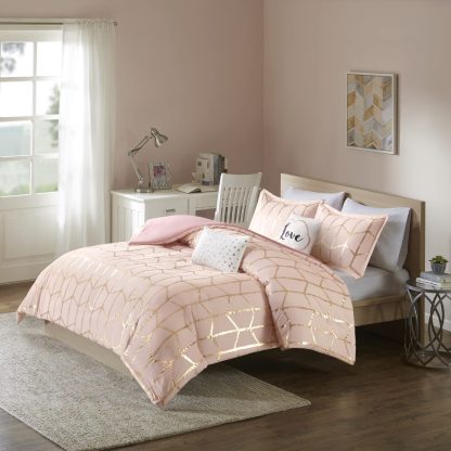 Blush and gold geometric bedding - Image 13
