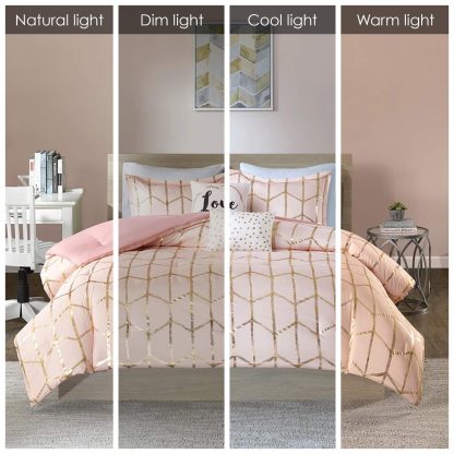 Blush and gold geometric bedding - Image 12