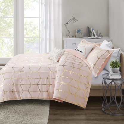 Blush and gold geometric bedding - Image 8