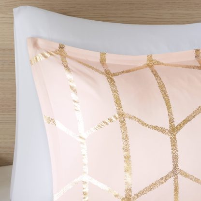 Blush and gold geometric bedding - Image 6