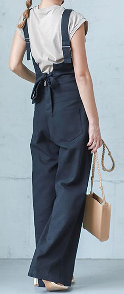 Women's button-down wide-leg denim overalls - Image 4