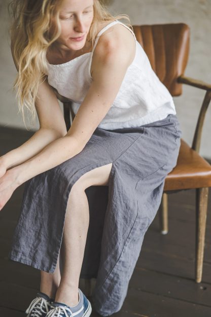 Women's Linen Side Slit Maxi Skirt - Image 2