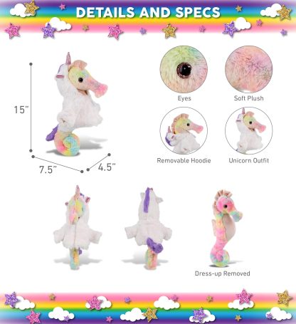 Fantasy Unicorn Costume Rainbow Seahorse Plush Toy - Image 3