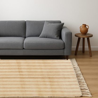 Beige striped carpet - Image 3