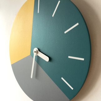 Teal and Mustard Wall Clock