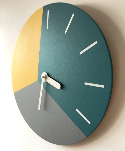 Teal and Mustard Wall Clock