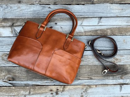 Vintage brown handmade leather Boston bag - Image 2