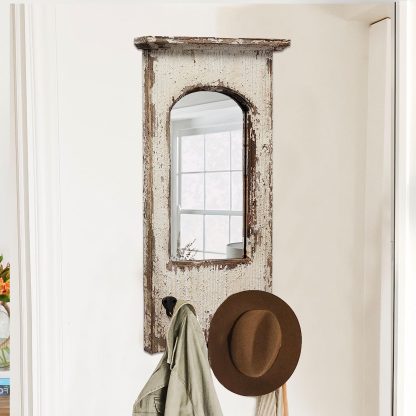Retro distressed solid wood mirror hook integrated ornament - Image 9