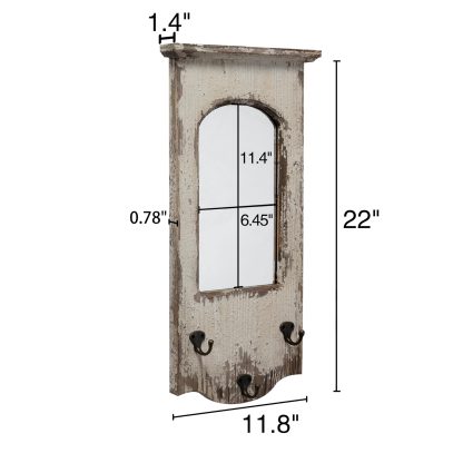 Retro distressed solid wood mirror hook integrated ornament - Image 8
