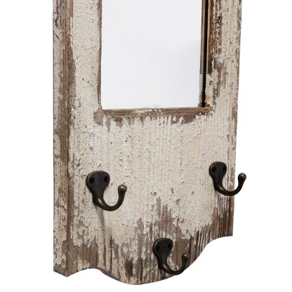 Retro distressed solid wood mirror hook integrated ornament - Image 4