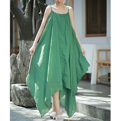 Fresh green suspender irregular long skirt - Image 7
