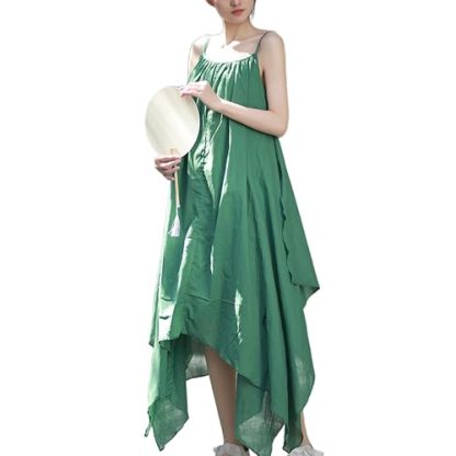 Fresh green suspender irregular long skirt - Image 5