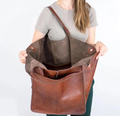 Utility handmade leather tote bag - Image 6