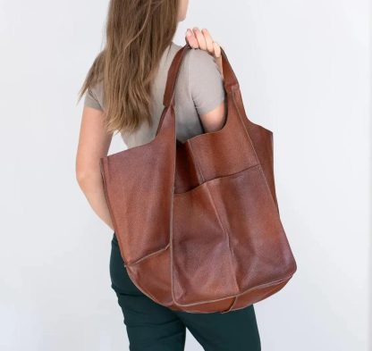 Utility handmade leather tote bag - Image 3