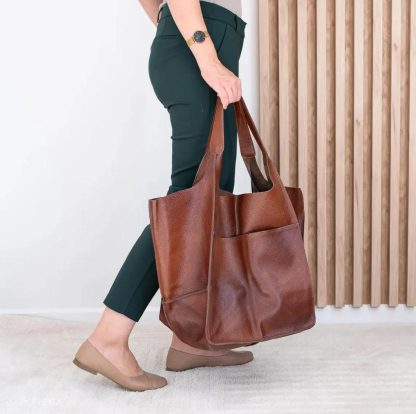 Utility handmade leather tote bag - Image 2