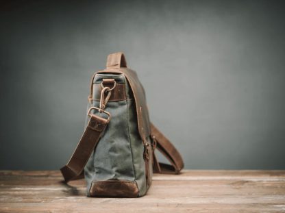 Handmade waxed canvas and leather crossbody bag - Image 6