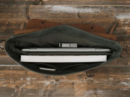Handmade waxed canvas and leather crossbody bag - Image 5