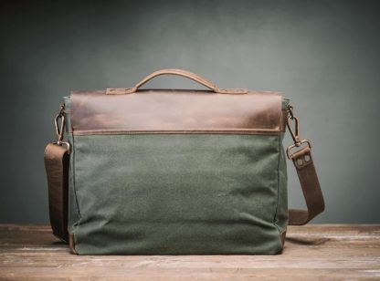 Handmade waxed canvas and leather crossbody bag - Image 2
