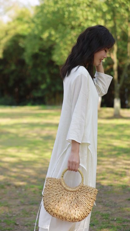 Fake two-piece cotton and linen long skirt - Image 8