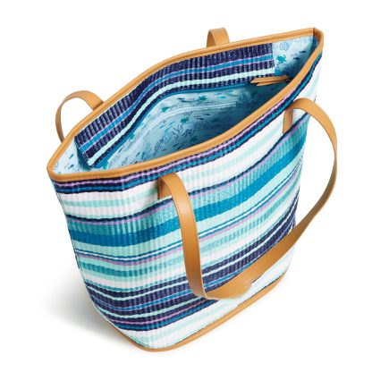 striped woven tote bag - Image 2