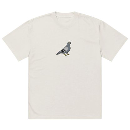 Dark grey T-shirt with playful pigeon embroidery - Image 2