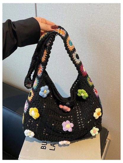 Handmade Crochet Floral Bag - Image 5