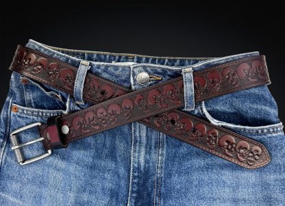Skull-engraved cowhide belt - Image 7