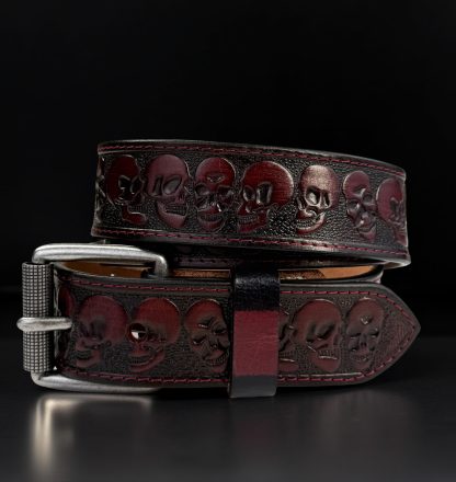 Skull-engraved cowhide belt - Image 5