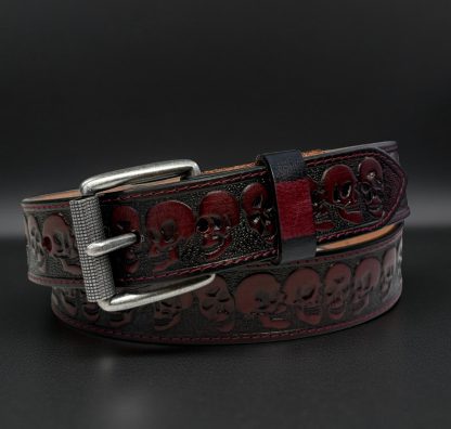 Skull-engraved cowhide belt - Image 4