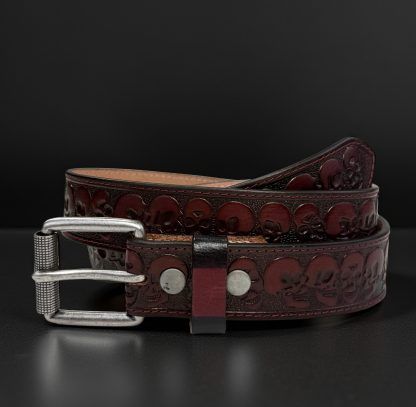 Skull-engraved cowhide belt - Image 3