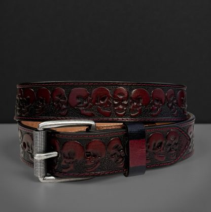 Skull-engraved cowhide belt - Image 2