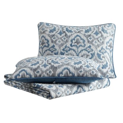 Blue and white paisley pattern three-piece bed cover set - Image 3