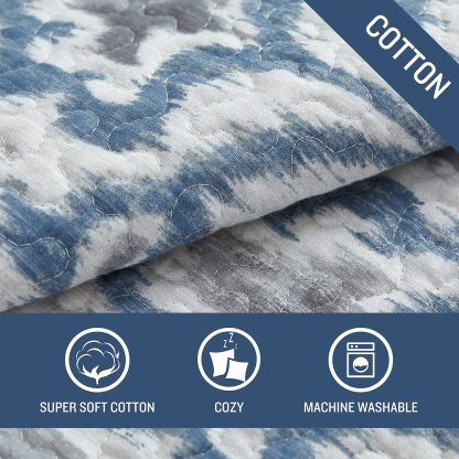 Blue and white paisley pattern three-piece bed cover set - Image 10