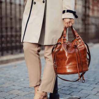 Handmade leather bucket bag