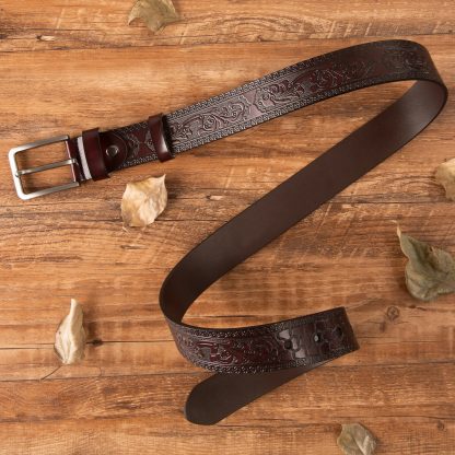 Vintage carved leather belt - Image 5