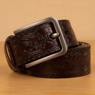 Vintage carved leather belt