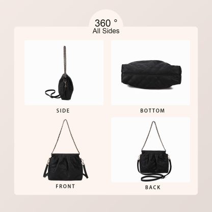 Light luxury diamond chain pleated crossbody bag - Image 2